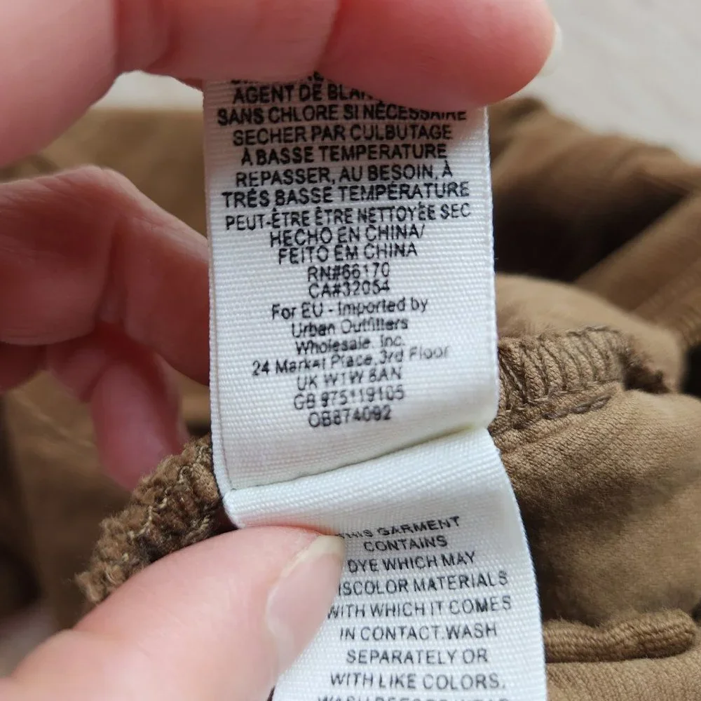 We The Free Corduroy Flare Pants Raw Hem 5-Pocket Stretch Zip Brown - Picture 10 of 10